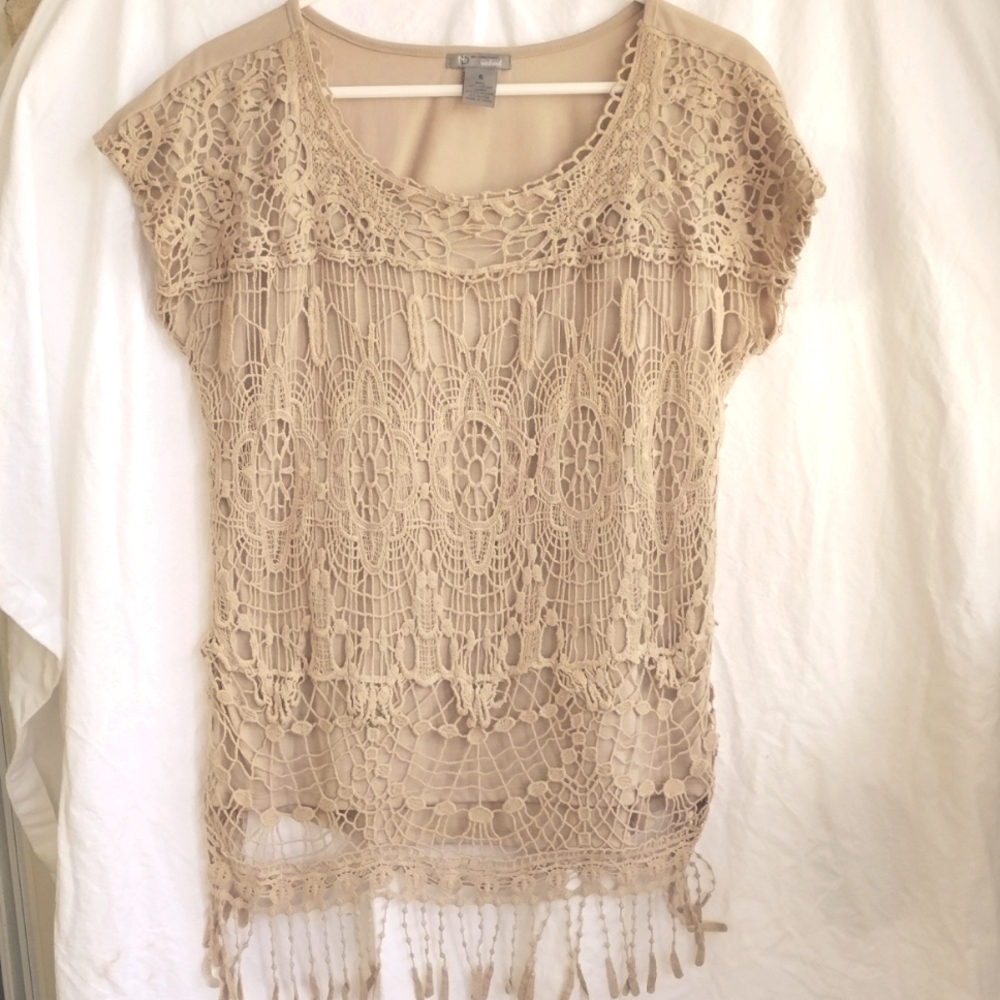 ND Cream Colored Fishnet Top SM